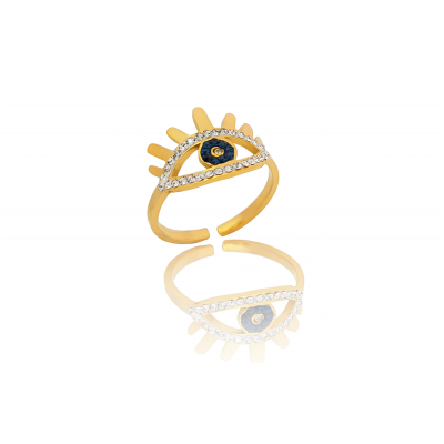 Δαχτυλίδι Lapis Eye ανοξείδωτο χάλυβας σε χρώμα Χρυσό (N7)